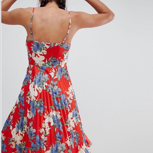 ASOS Pleated Low-Cut Midi Dress - Picture 3 of 5